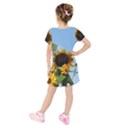 Sunflower Flower Yellow Kids  Short Sleeve Velvet Dress View2