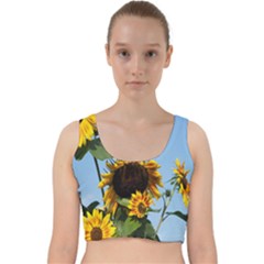 Sunflower Flower Yellow Velvet Racer Back Crop Top by artworkshop