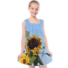 Sunflower Flower Yellow Kids  Cross Back Dress by artworkshop