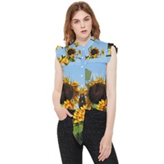 Sunflower Flower Yellow Frill Detail Shirt by artworkshop