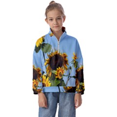 Sunflower Flower Yellow Kids  Half Zip Hoodie by artworkshop