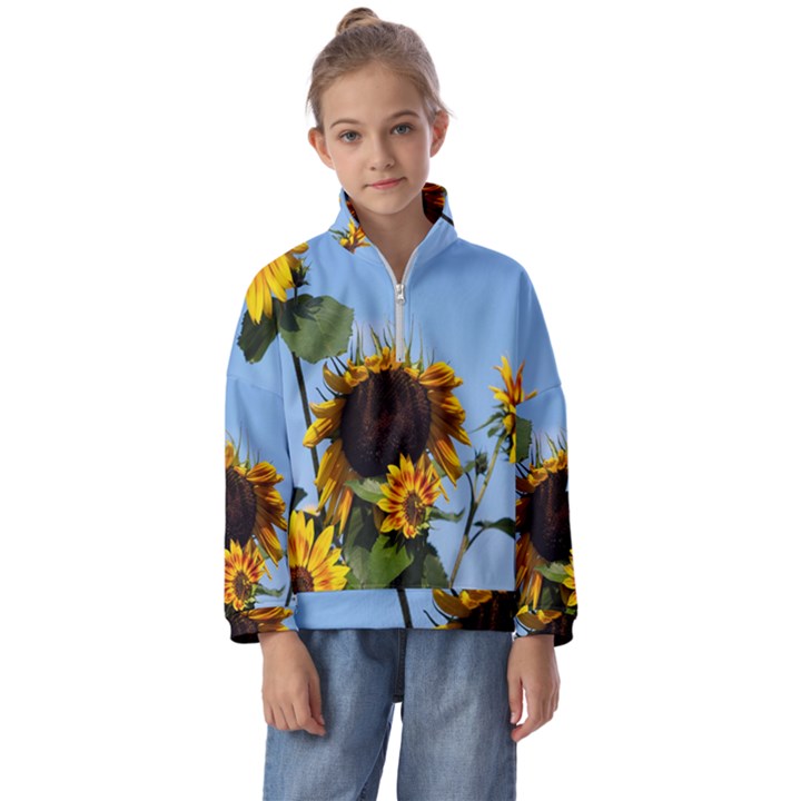 Sunflower Flower Yellow Kids  Half Zip Hoodie