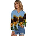 Sunflower Flower Yellow Women s Long Sleeve Button Down Shirt View2