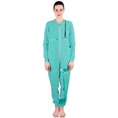 Teal Brick Texture Onepiece Jumpsuit (ladies) by artworkshop