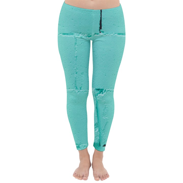 Teal Brick Texture Classic Winter Leggings