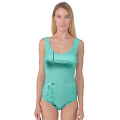 Teal Brick Texture Princess Tank Leotard  by artworkshop