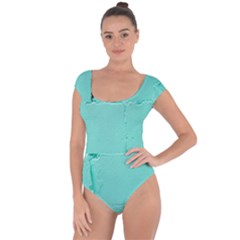 Teal Brick Texture Short Sleeve Leotard  by artworkshop