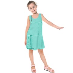 Teal Brick Texture Kids  Sleeveless Dress by artworkshop