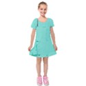 Teal Brick Texture Kids  Short Sleeve Velvet Dress View1