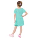 Teal Brick Texture Kids  Short Sleeve Velvet Dress View2