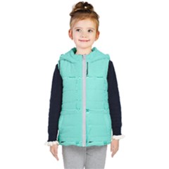 Teal Brick Texture Kids  Hooded Puffer Vest by artworkshop