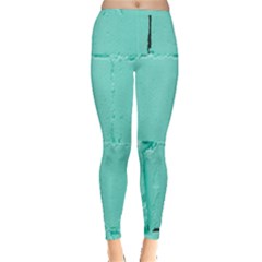 Teal Brick Texture Inside Out Leggings by artworkshop