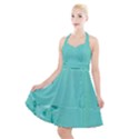 Teal Brick Texture Halter Party Swing Dress  View1