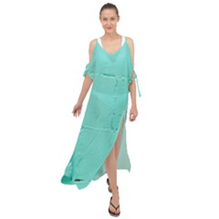 Teal Brick Texture Maxi Chiffon Cover Up Dress by artworkshop