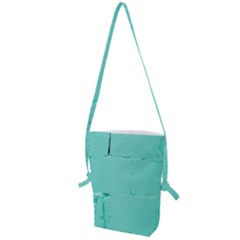 Teal Brick Texture Folding Shoulder Bag by artworkshop