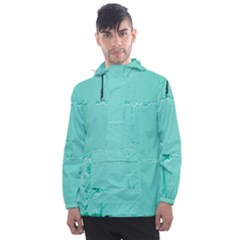 Teal Brick Texture Men s Front Pocket Pullover Windbreaker by artworkshop