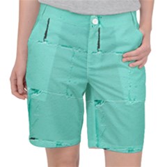 Teal Brick Texture Pocket Shorts by artworkshop