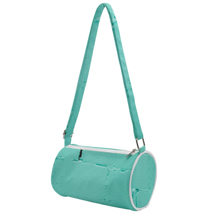 Teal Brick Texture Mini Cylinder Bag