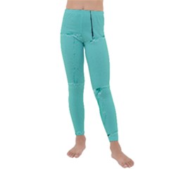 Teal Brick Texture Kids  Lightweight Velour Leggings by artworkshop