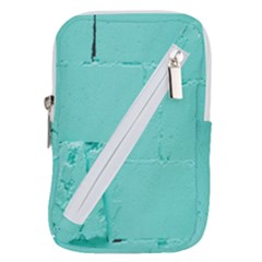 Teal Brick Texture Belt Pouch Bag (large)