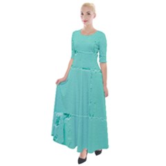 Teal Brick Texture Half Sleeves Maxi Dress by artworkshop