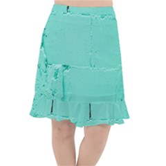 Teal Brick Texture Fishtail Chiffon Skirt by artworkshop