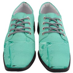 Teal Brick Texture Women Heeled Oxford Shoes by artworkshop