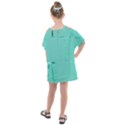 Teal Brick Texture Kids  One Piece Chiffon Dress View2