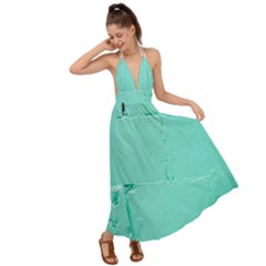 Teal Brick Texture Backless Maxi Beach Dress by artworkshop