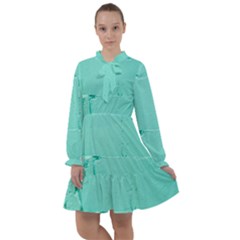 Teal Brick Texture All Frills Chiffon Dress by artworkshop