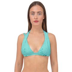 Teal Brick Texture Double Strap Halter Bikini Top by artworkshop