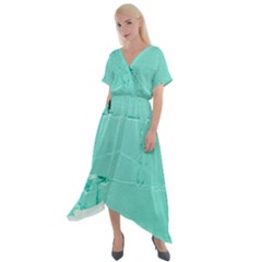 Teal Brick Texture Cross Front Sharkbite Hem Maxi Dress by artworkshop