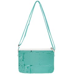 Teal Brick Texture Double Gusset Crossbody Bag by artworkshop