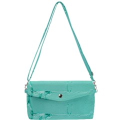 Teal Brick Texture Removable Strap Clutch Bag by artworkshop