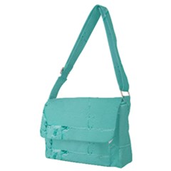 Teal Brick Texture Full Print Messenger Bag (m)