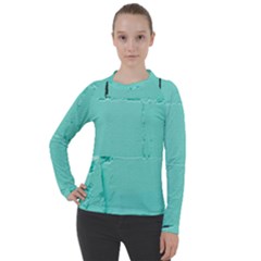 Teal Brick Texture Women s Pique Long Sleeve Tee