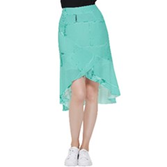 Teal Brick Texture Frill Hi Low Chiffon Skirt by artworkshop