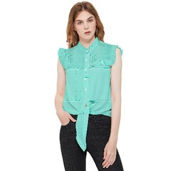 Teal Brick Texture Frill Detail Shirt by artworkshop