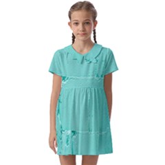 Teal Brick Texture Kids  Asymmetric Collar Dress by artworkshop