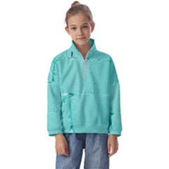 Teal Brick Texture Kids  Half Zip Hoodie