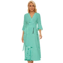 Teal Brick Texture Midsummer Wrap Dress by artworkshop