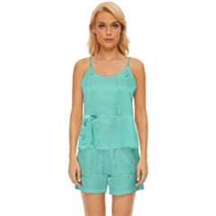 Teal Brick Texture Satin Pajama Short Set by artworkshop