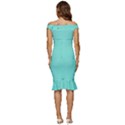 Teal Brick Texture Off Shoulder Ruffle Split Hem Bodycon Dress View4