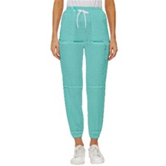 Teal Brick Texture Cropped Drawstring Pants by artworkshop