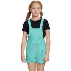 Teal Brick Texture Kids  Short Overalls by artworkshop