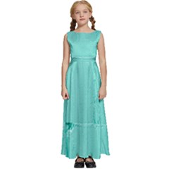 Teal Brick Texture Kids  Satin Sleeveless Maxi Dress by artworkshop