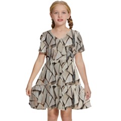 Texture Pattern Design Kids  Short Sleeve Tiered Mini Dress