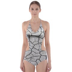 Texture Pattern Tile Cut-Out One Piece Swimsuit