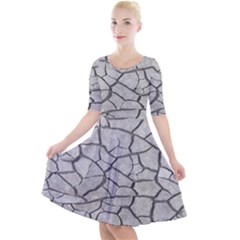 Texture Pattern Tile Quarter Sleeve A-Line Dress