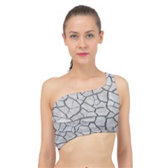 Texture Pattern Tile Spliced Up Bikini Top 